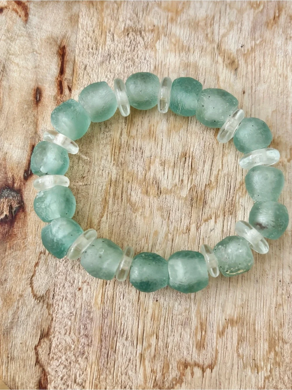 Sea Glass Green Stretch Beaded Bracelet - Women Jewelry